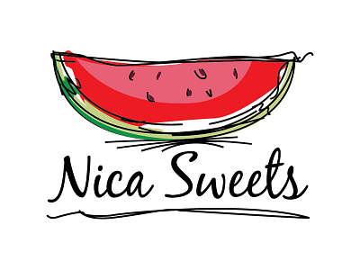 Nica Sweets Logo branding identity logo produce typeface watermelon