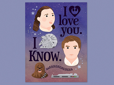 Star Wars Greeting Card chewbacca greeting card han solo illustration leia star wars vector