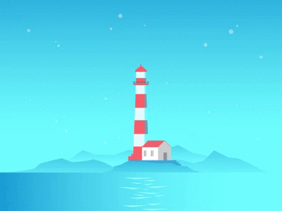 Lighthouse after effects animation blue cute illustration lighthouse sea sky stars vector