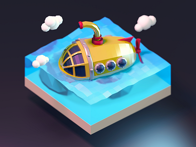 Submarine 3d 3d art 3dmodel after effects c4d cinema4d illustration isometric low poly