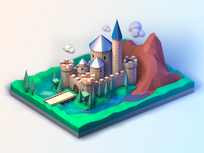 Castle 3d 3dmodel after effects c4d castle cinema4d illustration isometric