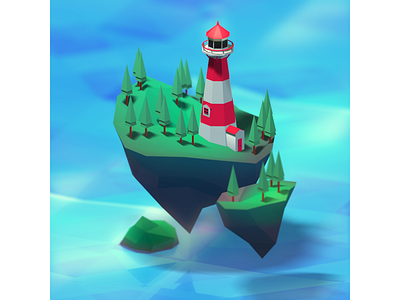 Lighthouse 3d 3dmodel c4d cinema4d cute illustration isometric isometric art lighthouse lowpoly