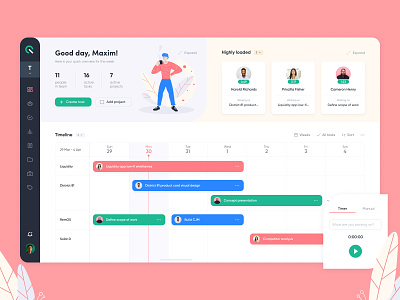 Chrono dashboard admin admin panel app calendar cards dashboard illustration interface layout management product productivity saas scheduling time-tracking timeline ui