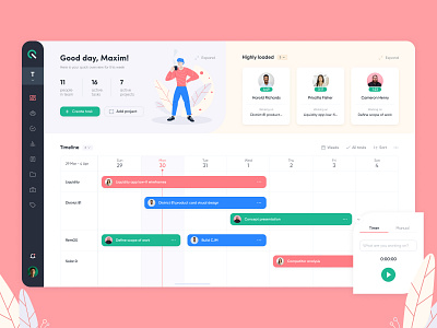 Chrono dashboard admin admin panel app calendar cards dashboard illustration interface layout management product productivity saas scheduling time tracking timeline ui