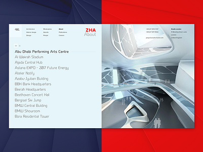 ZHA category page 2 architect category concept interface minimal screen ui ux web zaha zha