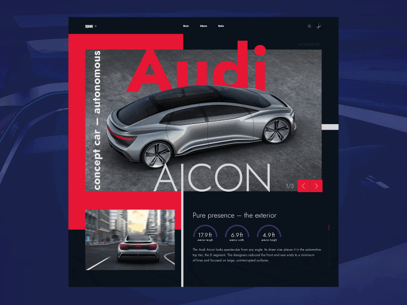 SQUARE - Audi Aicon aicon animation audi automotive experimental square ui web
