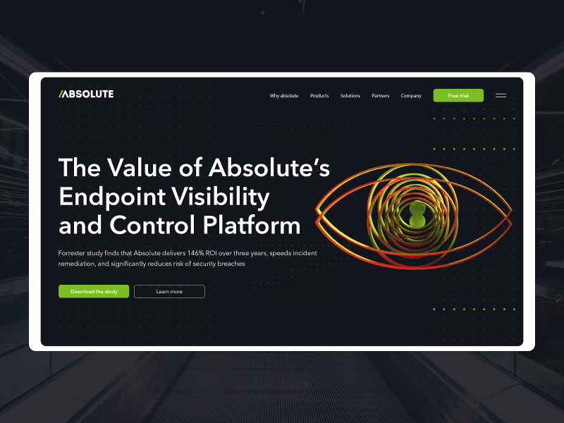 Absolute Hero Animation absolute black defence endpoint eye hero homepage interface platform security ui visual