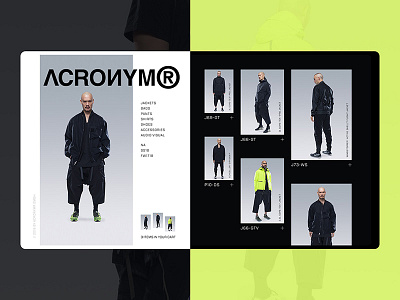 Acronym Homepage acronym concept ecommerce fashion homepage layout modern post apocalyptic product split ui web