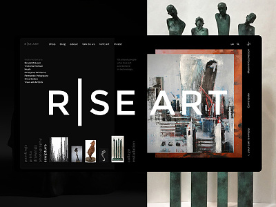 Rise Art Homepage Concept art concept ecommerce gallery interface layout marketplace riseart ui ux web