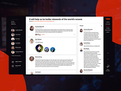 TED Conversation Page chat community concept conversation discuss exploration platform rethink ted ui ux