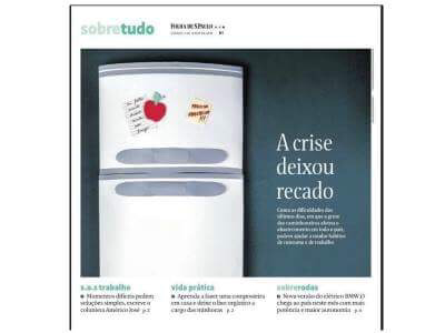 Refrigerator cover editorial illustration newspaper paper sculpture