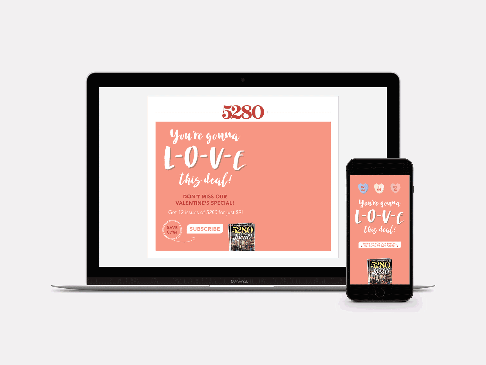 5280 Magazine Valentine Subscription Offer branding design mobile web