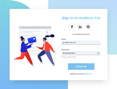 Audition Cat Sign-In Redesign