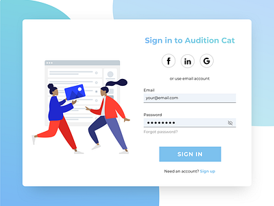 Audition Cat Sign-In Redesign