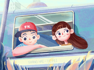 归途 blue boy design girl illustration party train travel ui