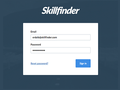 Skillfinder login minimalist project search ui web