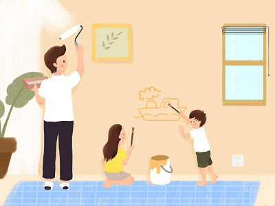 插画-与家人一起的时间 插图