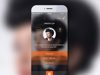 Profile app screen app blur dating girl ios menu orange photo photoshop profile