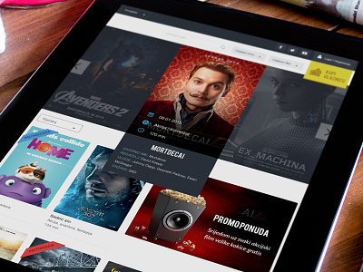 Cinema web blue cinema film grey ipad list movies photoshop promotions slider tickets web