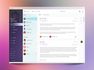 Mail Client concept app blue blurred client dashboard design mail purple software ui user web