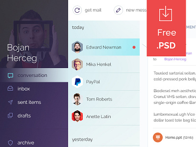 Mail Client - Free .psd app blue client download free freebie mail psd purple ui user web