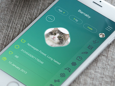 Side menu android animal app blurred breeding cat flat green ios menu psd side