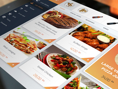 Restaurant Menu App android drink food ios ipad meal menu orange psd restaurant shadow tablet