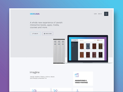 Interactive books, media, apps etc. app blue book dashboard flat header history jew media purple video web
