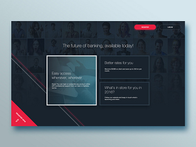 Create Bank Acc Landing Page bank banking blue dark finance form landing people psd red register web