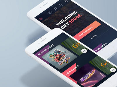 Online gaming app casino dark gambling gaming mobile psd purple responsive slots web design