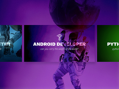 Hiring banners astronaut background banner developer facebook header hiring purple snake spaceman tester thor