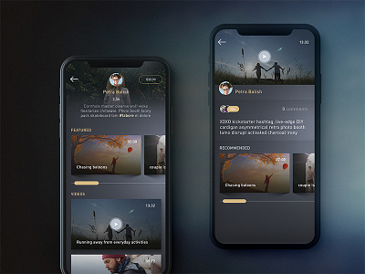 Video Channel UI android app channel dark gold grey ios mobile app ui uiux user interface video