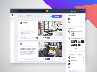 Social Feed app blue dashboard desktop feed gradient landing photoshop social ui ux web