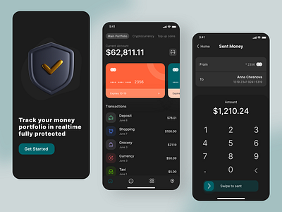 Mobile Bank App adobe xd app bank dark dark mode e bank figma mobile transfer transfers ui ui design ux ux design web concept web design