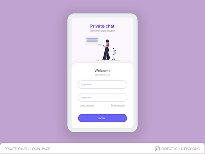 DailyUI | Private chat | Login Page | Mobile app design illustration ui