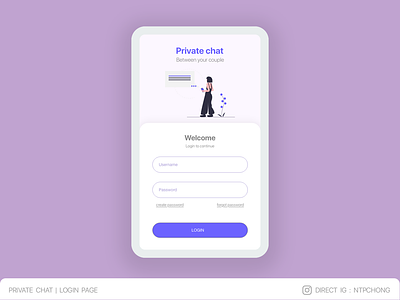 DailyUI | Private chat | Login Page | Mobile