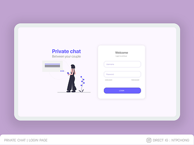 DailyUI | Private chat | Login Page | Desktop design illustration ui web website