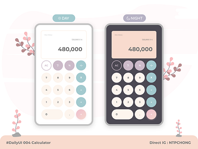 DailyUI | Mobile | Calculator app design flat illustration minimal ui ux