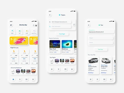 Booking App Ui adobe xd app bookingapp design designoweb designowebtechnologies flat gradient graphicdesign icon neumorphism nuemorphic nuemorphic services tickets typography uidesign uiux white xd