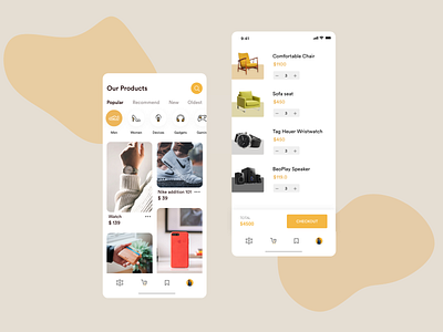 Simple E-Commerce Mobile Ui adobexd background branding cart checkout clean colored icons colors design designoweb ecommerce ecommerce app illustration images product services shopping ui uiux xd design