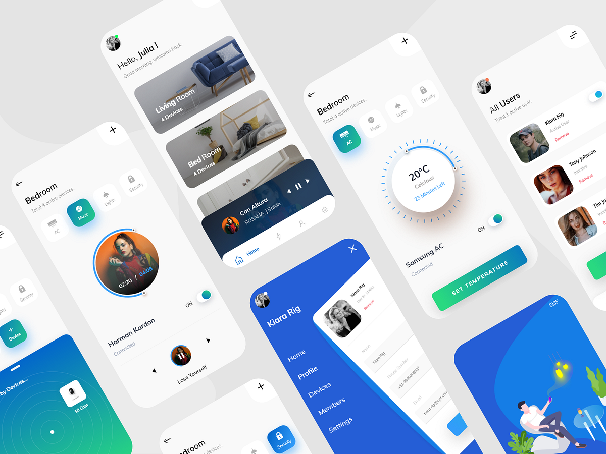 Smart Home Mobile App UI by Designoweb® on Dribbble