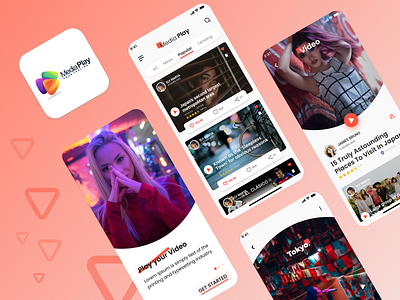 Media Play UI appdesign application ui applications categories clean clean design design designer designoweb gradient industry logo love mediaplayer news notifications pink uidesign uiux video