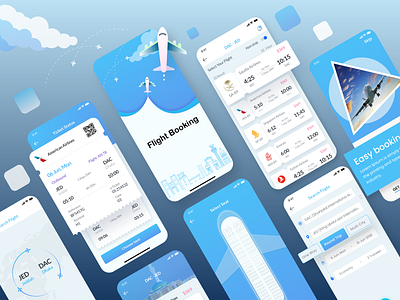 Flight Booking Application adobe app design application bluedesign cleandesign design design app designoweb designs flight app flightbooking gradient icon illustration qrcode ui user friendly vector xd design