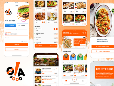 Ola Food - Food Delivery Application UI Design designoweb food app mobile app mobile app development mobile application mobile ui uidesign uiux