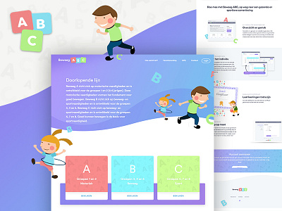 Beweegabc-Fun, Sports, Monitor your kids activity abc colors creative design designoweb designowebtechnologies gradient home page design icon illustration kids website kids website design learning photoshop school services typography ui ux website