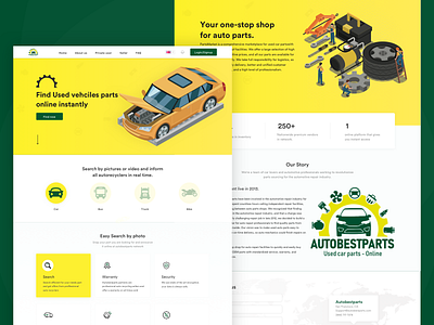 AutoBestParts -Used Car Parts Web Design abstract adobe app badge clean concept design designoweb flat gradient green icon illustration ui ui ux uidesign vector web web design website concept