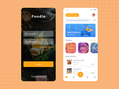 Foodie-food delivery app app food branding design ecommerce design food gradient icon illustration inspiration logo photoshop ui ux vector website