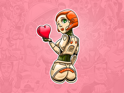 Pin Up RoboGirl pin robogirl stickers up