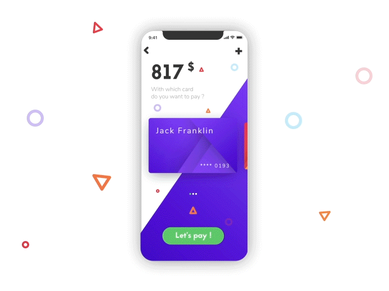 Payment animation dailyui design flat gif interface iphone paiement sketch ui ux web