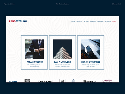 Landsterling - Pitch design sketch ui website design